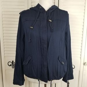 Aeropostale hoodie zipper snap button adjustable lined heavy cotton bomber jacke